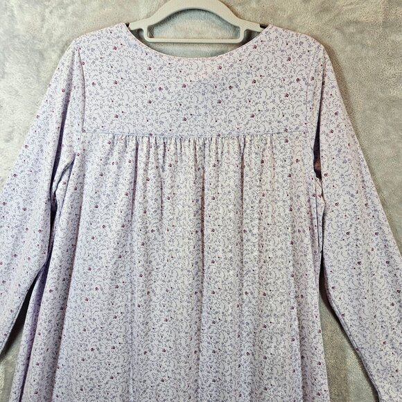 Croft & Barrow granny Nightgown Womens M  Lace Floral gather button jersey retro - Picture 9 of 13